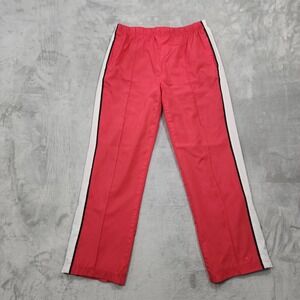 Vintage Athletic Works Pants Womens M PETITE Pink Track Lined Side Stripe Zip